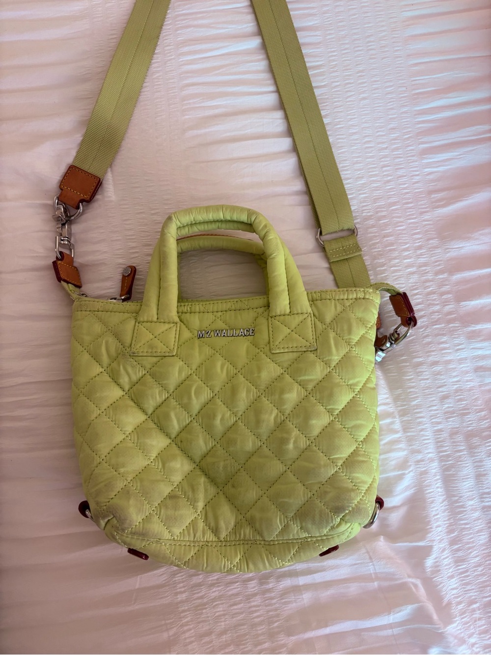 MZ Wallace Lime Quilted Mini Crossbody Bag